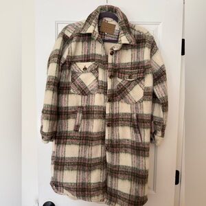 Blank NYC Cream and Pink Plaid shacket